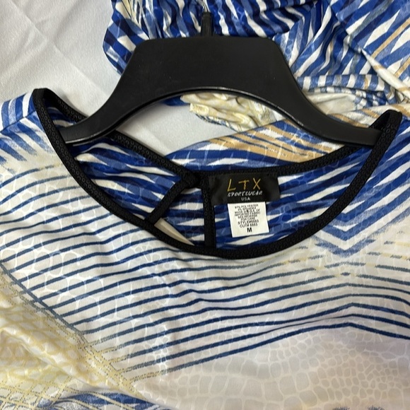 LTX Sportswear USA BACK GEM BUTTON Blue and White Patterned Dress M - Picture 9 of 9